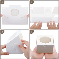 Boîtes d'emballage en carton kraft blanc de 4 pouces pour pâtisseries, biscuits, bonbons, chocolats, fraises, muffins, beignets, cupcakes avec fenêtre