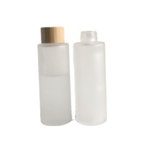 Botol Kaca Beku Bening 100Ml dengan Tutup Sekrup Bambu untuk Kemasan Kosmetik Toner