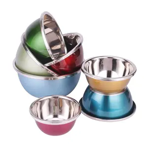 Knorr Set Mangkuk Sup Stainless Steel, Aksesori Dapur Lapisan Warna Mangkuk Pencampur Salad Knorr