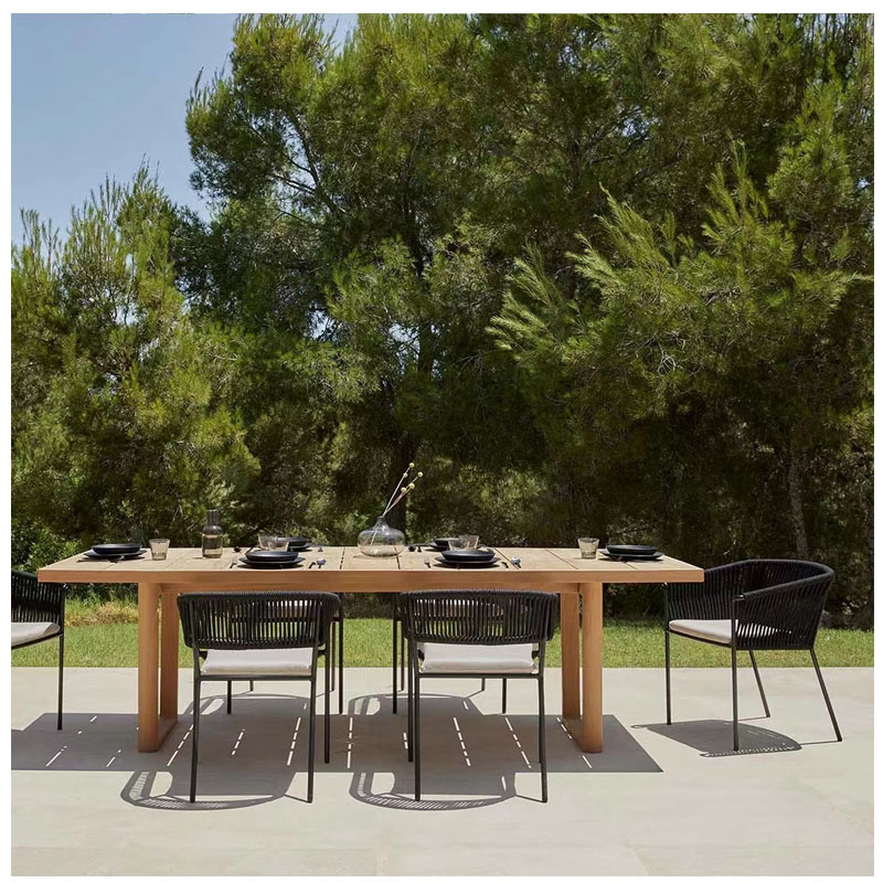 Aluminum outdoor garden dinning set leisure rope patio dinning set customized dinning table and chair