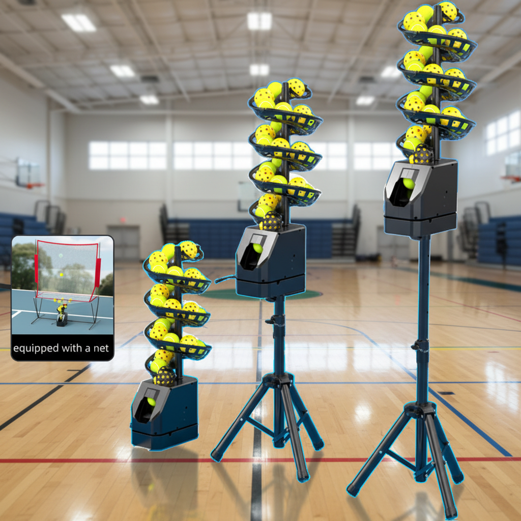 Professional Portable Durable Tennis Ball Throwing Machine Remote Control Self-service Training Equipment 33-Ball Capacity