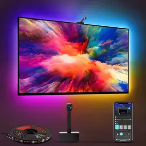 Color Sync RGBIC 12.5ft 3.8m 12V Ambient 55-65in Monitor Smart App Immersive Kit Luces LED Para TV Backlights Strip With Camera