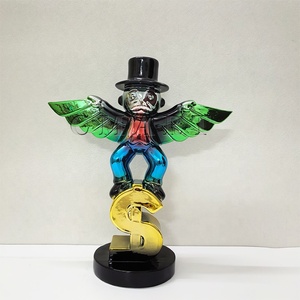 Sculpture Pop Art <span class=keywords><strong>Monopoly</strong></span> avec Statue Dollar, Hommage à Alec Rich Man, Plaqué Chrome, Cône d'argent, Alex avec Ailes - Product Image 3