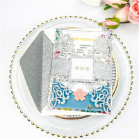 Invitations de mariage personnalisables en carton recyclable, ultra-brillantes, avec paillettes multicolores et découpes ajourées, pour les fêtes