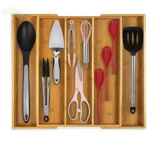 Bamboo <b>Drawer</b> Organizer Expandable Rectangular Single Tier Tableware <b>Storage</b> <b>Box</b> 33x15x85cm - Product Image 2