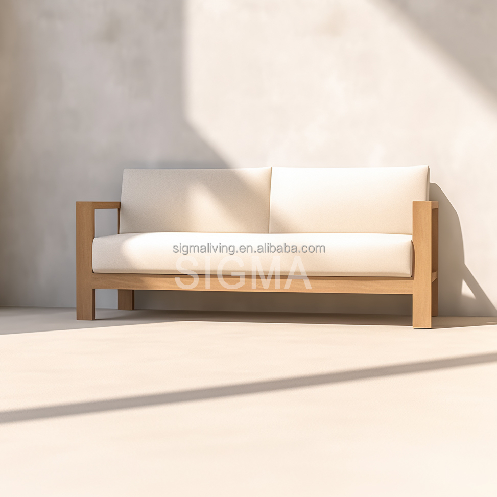 Factory Custom Patio High End Solid Wooden Garden Sofa Modern All Weather Teak Wooden Outdoor Furniture Garden Sofa