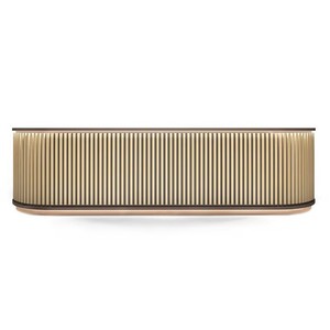 Cao <span class=keywords><strong>Glossy</strong></span> bề mặt bằng gỗ chất liệu phía trước truy cập hiện đại LED trắng văn phòng tiếp tân bàn - Product Image 2