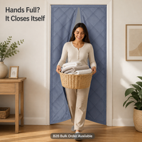 Moustiquaire de porte thermique moderne en coton avec fermeture magnétique, sans perçage, auto-fermante pour cuisine et salon