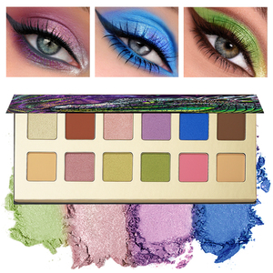Paleta de Sombras de <span class=keywords><strong>Ojos</strong></span> de 12 Colores con Etiqueta Privada, Iridiscente, Brillante, Resistente al Agua, Pigmentos Metálicos Minerales Prensados, Alta Pigmentación - Product Image 2