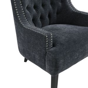 DB Modern Traditional Solid <b>Wood</b> Accent Chair 1pc Black Chenille Upholstery <b>Button</b> Tufted Sherpa for Home Office Furniture - Product Image 3