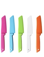 Ensemble de couteaux de cuisine en plastique sûrs pour enfants, couteaux à fruits dentelés pour salade et laitue, anti-coupure pour tout-petits, ambidextres, compatibles lave-vaisselle