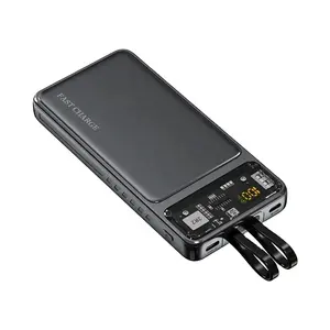 Aanpassen Logo 10000Mah Draagbare Batterij Oplader Power Bank Met Ingebouwde Lijn Voor Mobiele Telefoon