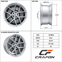 Jantes de voiture forgées CF 5x112 PCD 35mm ET pour G80 G82, finition argent brossé ou or champagne, 16 pouces