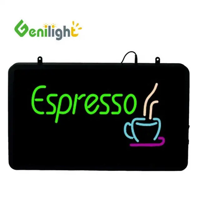 Genilight 22*13Inch CE RoHS Cupuchino Espresso LED Quảng Cáo Hộp Đèn Neon Đăng