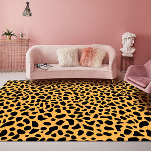 พรมกำมะหยี่คริสตัลลายเสือดาวสี่เหลี่ยมกันลื่นเส้นใยโพลีเอสเตอร์ตกแต่งบ้านห้องนั่งเล่นห้องนอนโซฟาพรมปูพื้น - Product Image 2