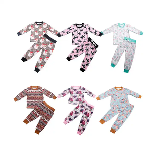Vente en gros de pyjamas deux pièces pour enfants ensembles de vêtements de Noël vêtements de nuit de haute qualité pour tout-petits bébés filles modèle personnalisé - Product Image 1