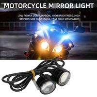 2PCS 12V Rétroviseur de moto avec lumière stroboscopique, mode flash, montage sur rétroviseur, DRL, feu arrière