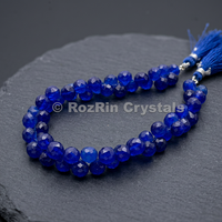 Collier de perles en cristal bleu facetté, style religieux, pierres bleues rondes polies, bijoux de la marque Rozrincrystals.com du Gujarat