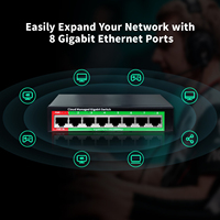 Switch Ethernet Gigabit Administrado OEM de 4/8 Puertos, Switch de Red L2 IEEE 802.3 AF/AT para Cámaras IP CCTV