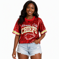 Prêt à expédier - T-shirt en sequins des Kansas City Chiefs - Maillot de football américain - T-shirt en sequins des Kansas City - Maillots de football