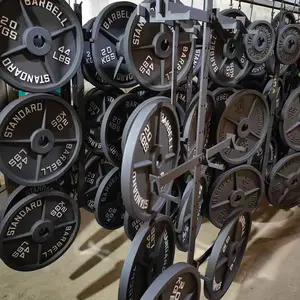 Placas de para-choques para competição fitness, placas de peso para levantamento de peso em ferro fundido com furo de 2 polegadas
