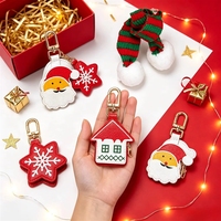 Mini porte-monnaie de Noël en cuir PU avec porte-clés, motif Père Noël, flocon de neige, maison, fermeture éclair, sac de rangement pour écouteurs, pendentif de fête