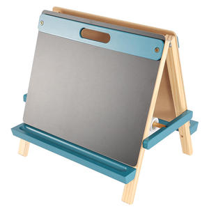 Planche à dessin pour enfants Chevalet en bois avec papier à dessin Montessori planche à <span class=keywords><strong>craie</strong></span> en bois massif pliable double panneau réglable - Product Image 1