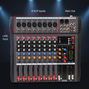 Console de mixage audio 8 canaux avec alimentation fantôme, USB, Bluetooth pour petite groupe, église, école, conférence - Product Image 2