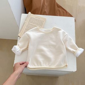 Kaus lengan panjang anak-anak, T-shirt Bottoming leher bulat musim dingin musim gugur, atasan beludru tebal - Product Image 5