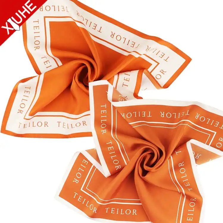 New Design Silk Scarf Solid Orange Color CustomIzed Scarf 100% Silk Digital Printed Scarves