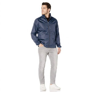 windbreak Wholesale Custom Design Men's Slim Sport Windbreaker <b>Jacket</b> Full <b>Zip</b> <b>up</b> Plain Laydown Collar Fabric <b>Jacket</b> - Product Image 1