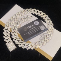 Chaîne cubaine 14MM Moissonite GRA Pass Diamond Tester Personnalisée Argent 925  Iced Out Hip Hop Bracelet cubain pour homme Chaîne à maillons