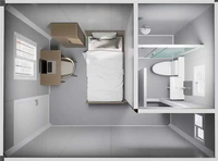 Maison conteneur mobile préfabriquée à porte centrale 20 pieds, 1, 2, 3 ou 4 chambres, appartement moderne
