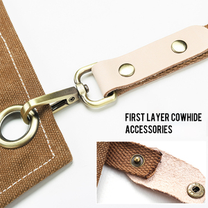 เข็มขัดหนังแท้ <span class=keywords><strong>HEYUAN</strong></span> TEXUPDAY สำหรับผู้ชาย พร้อมผ้ากันเปื้อนผ้าแคนวาสสีเทา มีกระเป๋าและห่วงแขวน - Product Image 4