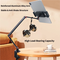 Support de tablette PC à bras flexible rotatif à 360° en alliage d'aluminium, support de téléphone multi-angle réglable pour diffusion en direct commerciale