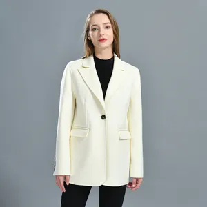 Fashion Solid Color Suit Cashmere Wool Coat One Button Wholesale Luxury Popular Cashmere White Women High Quality Wool Coats