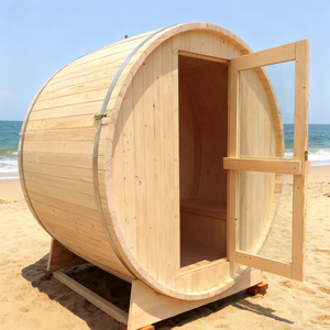 Nouvelle innovation : Sauna extérieur traditionnel en cèdre en forme de baril avec vue panoramique en verre - Product Image 2