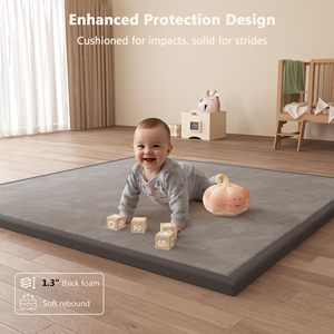 Alfombra de espuma viscoelástica para bebés, suave, de terciopelo coral, antideslizante, grande, tipo tatami, para gatear, para el suelo. - Product Image 5