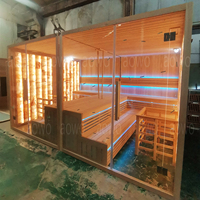 Sauna sec pour 12 personnes avec siège de thérapie au sel, éclairage à capteur d'anneau, sauna et hammam pour l'exercice en salle de sport, spa sain pour le corps, vapeur