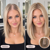 Topper capillaire européen en filet à clipser pour cheveux clairsemés et perte de cheveux, léger et respirant, avec base en soie naturelle pour femmes
