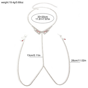 Bijoux de poitrine <span class=keywords><strong>sexy</strong></span> sans <span class=keywords><strong>piercing</strong></span>, chaîne de corps pour la plage d'été, clips de tétons en cristal avec accessoires de collier ras-du-cou pour femmes - Product Image 6