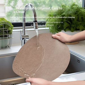 European Double-<b>Sided</b> Dual Color Eco-Friendly Leather Placemat Customized Color/Logo Modern Waterproof Oil Resistant Home - Product Image 2