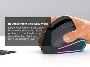 Vertical Ergonomic <b>Mouse</b> Rechargeable RGB Backlit Optical <b>mouse</b> <b>USB</b> Receiver Type C Cable Right Hand Desktop Use Speed Roller - Product Image 6