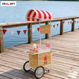 Carrito de Helados con Congelador para Exhibición de Gelato, Remolcable, Metálico, para Uso en Exteriores, Carrito de Venta de Comida Rápida - Product Image 2