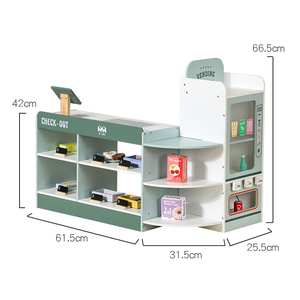 Jeux de supermarché, étagère de magasin, <span class=keywords><strong>caisse</strong></span> <span class=keywords><strong>enregistreuse</strong></span>, jeu de simulation de maison, comptoir de caissier <span class=keywords><strong>en</strong></span> <span class=keywords><strong>bois</strong></span>, jouets - Product Image 1
