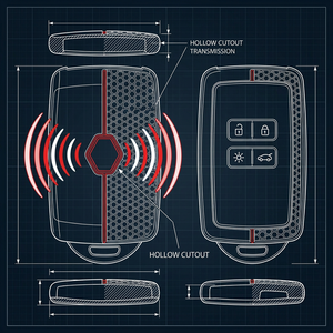 Housse en silicone pour clé Renault Clio Megane Koleos Kadjar <span class=keywords><strong>Captur</strong></span> Arkana, protection à 4 boutons avec design nid d'abeille - Product Image 2