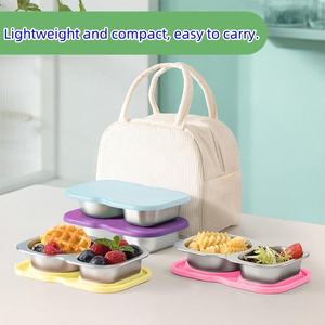 New Easy Open Leak Proof Food Containers Daycare and School Toddler <b>Lunch</b> <b>Box</b> Silicone Sealed Lid Stainless Steel Snack Storage - Product Image 6
