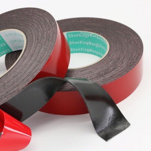 Ruban adhésif double face en mousse, film rouge, éponge noire, épaisseur 1 mm, adhésif PE puissant pour films automobiles - Product Image 1