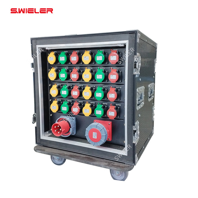 Power Distribution Box 3-phase with Wheel Stage Dj Light 16/32/200A Power Distributor 12 Way Distro 16/24/32/48 Channel Cabinet
