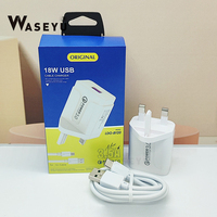 Chargeur de charge rapide USB UK Standard 18W QC3.0 adapté pour Android TYPE-C téléphone portable 5V3A Set